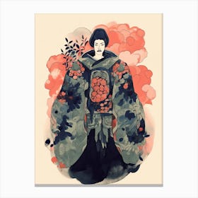 Samurai Illustration Floral 6 Canvas Print