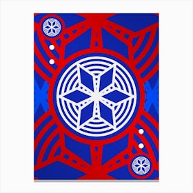 Geometric Abstract Glyph in White on Red and Blue Array n.0014 Canvas Print