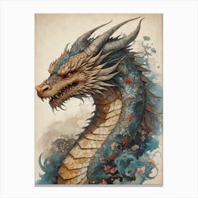 Japanese Dragon Vintage Painting (2) Canvas Print