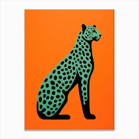 Leopard On Orange Background Canvas Print