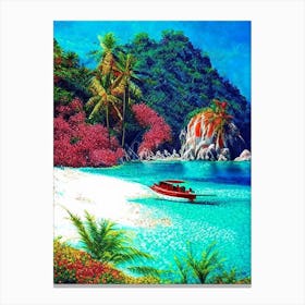 Pulau Redang Malaysia Pointillism Style Tropical Destination Canvas Print