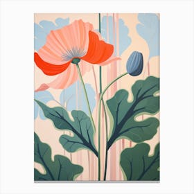 Poppy 2 Hilma Af Klint Inspired Pastel Flower Painting Canvas Print