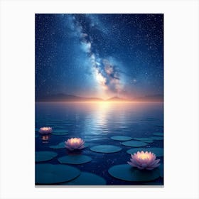 Night Sky With Water Lilies Stampe su tela