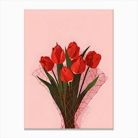 Red Tulips Bouquet Canvas Print