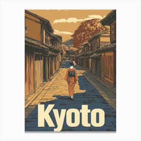 Aihrgdesign A Retro Travel Poster For Kyoto 1 Canvas Print