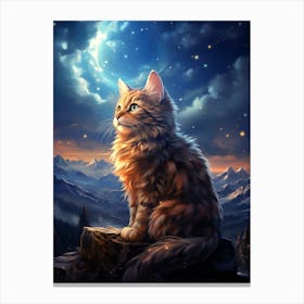 Cat In The Moonlight Canvas Print