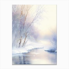 Frozen River Waterscape Gouache 1 Canvas Print
