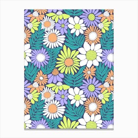 Daisy Maximalist Floral Pattern Canvas Print
