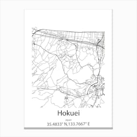 Hokuei,Japan Minimalist Map Leinwandbilder