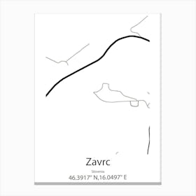 Zavrc,Slovenia Minimalist Map Canvas Print