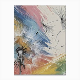 Dandelion Line Art Minimalist Canvas Print