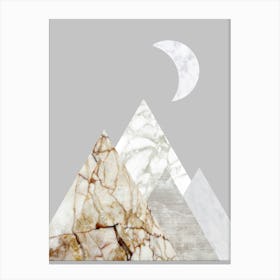 Moon and Marble Mountain Peaks Gray Art Print Toile