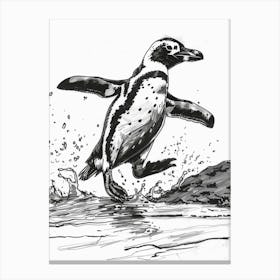 African Penguin Hauling Out Of The Water 2 Canvas Print