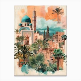 Morocco   Retro Collage Style 4 Canvas Print