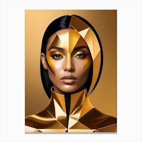 Geometric Woman Portrait Luxury Gold (18) Canvas Print