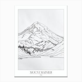 Mount Rainier Usa Line Drawing 8 Poster Canvas Print