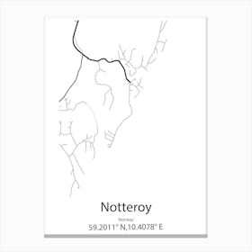 Notteroy,Norway Minimalist Map Canvas Print