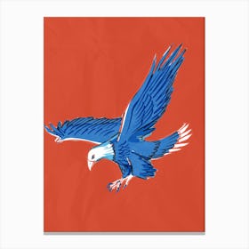 Eagle In Flight red background Canvas Print