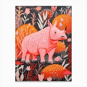 Rhino Abstract Geometric Orange & Pink 3 Canvas Print