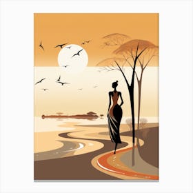 African Woman At Sunset 3 Canvas Print