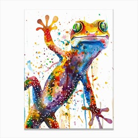 Gecko Colourful Watercolour 1 Canvas Print