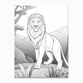 The Pride Lands (The Lion King) Fantasy Inspired Line Art 4 Canvas Print