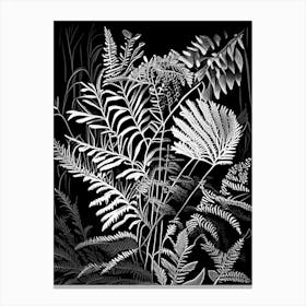 Marsh Fern Wildflower Linocut 2 Canvas Print