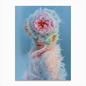 "Ethereal Woman in Frosty Floral Hat" Canvas Print