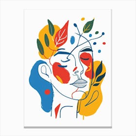 Woman'S Face With Leaves 4 Canvas Print