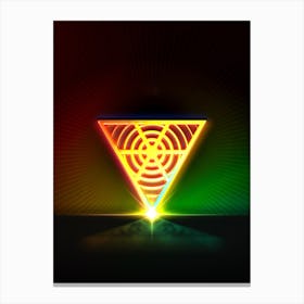 Neon Geometric Glyph in Watermelon Green and Red on Black n.0350 Canvas Print