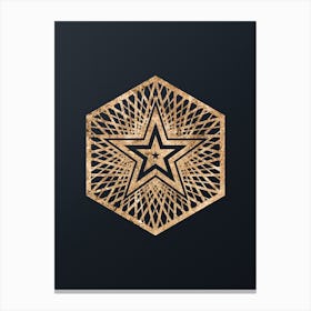 Abstract Geometric Gold Glyph on Dark Teal n.0428 Canvas Print