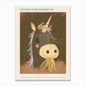 Unicorn Eating Rainbow Hay Muted Pastels Poster Canvas Print