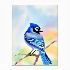 Blue Jay 2 Watercolour Bird Canvas Print