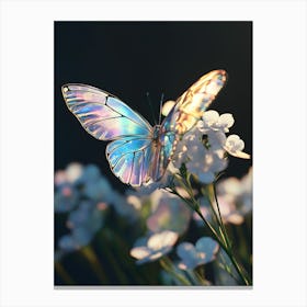 Translucent Butterfly on white flowers Canvas Print