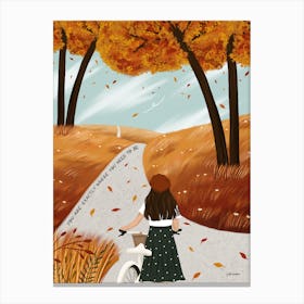 Autumn Bicycle Ride, You Are Exactly Where You Need To Be Canvas Print