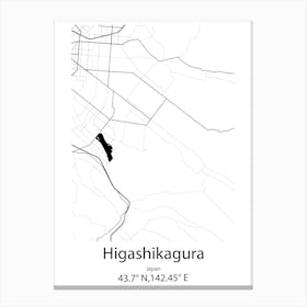 Higashikagura,Japan Minimalist Map Canvas Print