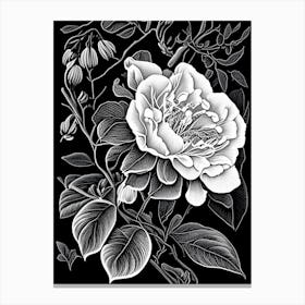 Camellia Wildflower Linocut Canvas Print
