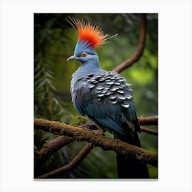 Nature's Nobility: Crowned Pigeon Jungle Bird Wall Art Canvas Print