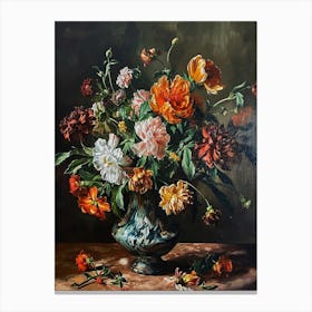 Baroque Floral Still Life Celosia 4 Canvas Print