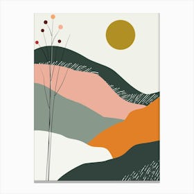 Mountain Tree Abstract Modern Boho Sun Decor Plant Nature Landscape 1 Canvas Print