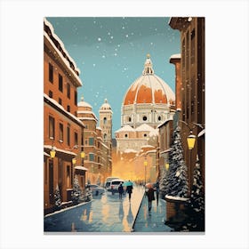 Winter Travel Night Illustration Florence Italy 2 Canvas Print
