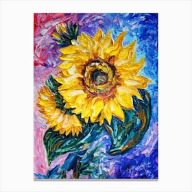 Sunflower Textured Palette Knife Canvas Print