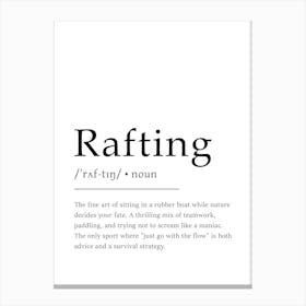 Rafting Definition Poster - Dictionary Canvas Print