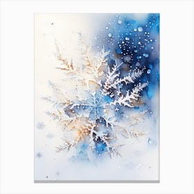 Stellar Dendrites, Snowflakes, Storybook Watercolours 1 Canvas Print