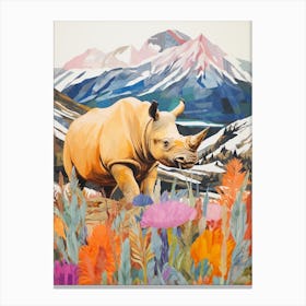 Rhino In The Grass 2 Canvas Print