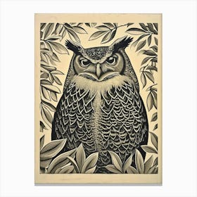 Verreauxs Eagle Owl Linocut Blockprint 2 Canvas Print