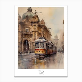 Milan, Italy 8 Watercolor Travel Poster Canvas Print