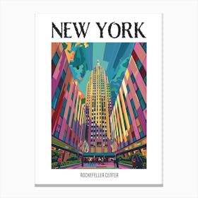 Rockefeller Center New York Colourful Silkscreen Illustration 1 Poster Canvas Print