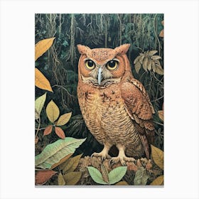 Brown Fish Owl Relief Illustration 2 Canvas Print
