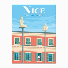 Nice French Riviera France Travel Poster Canvas Print